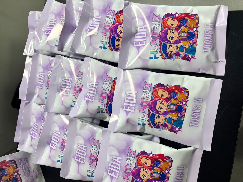 Personalised Huntrix Party Bundle | Huntrix Birthday Party Favours | Custom Crisp Packet, Drink Label & Treat Bundle | Girls Birthday Party