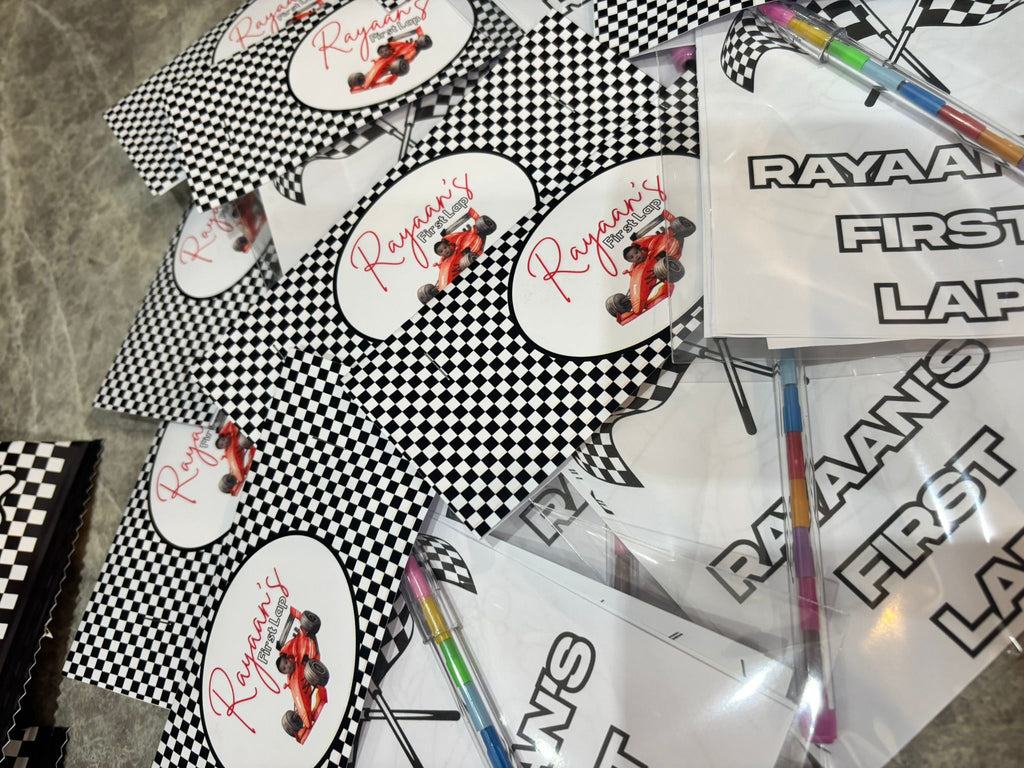 Personalised Race Car First Birthday Party Bundle | Racing Theme Birthday Decorations | Formula One Party Favours For 10 Guests