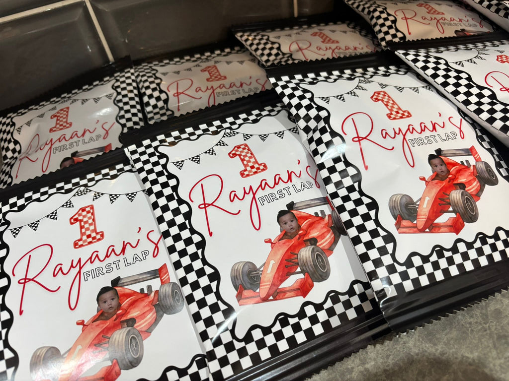 Personalised Race Car First Birthday Party Bundle | Racing Theme Birthday Decorations | Formula One Party Favours For 10 Guests