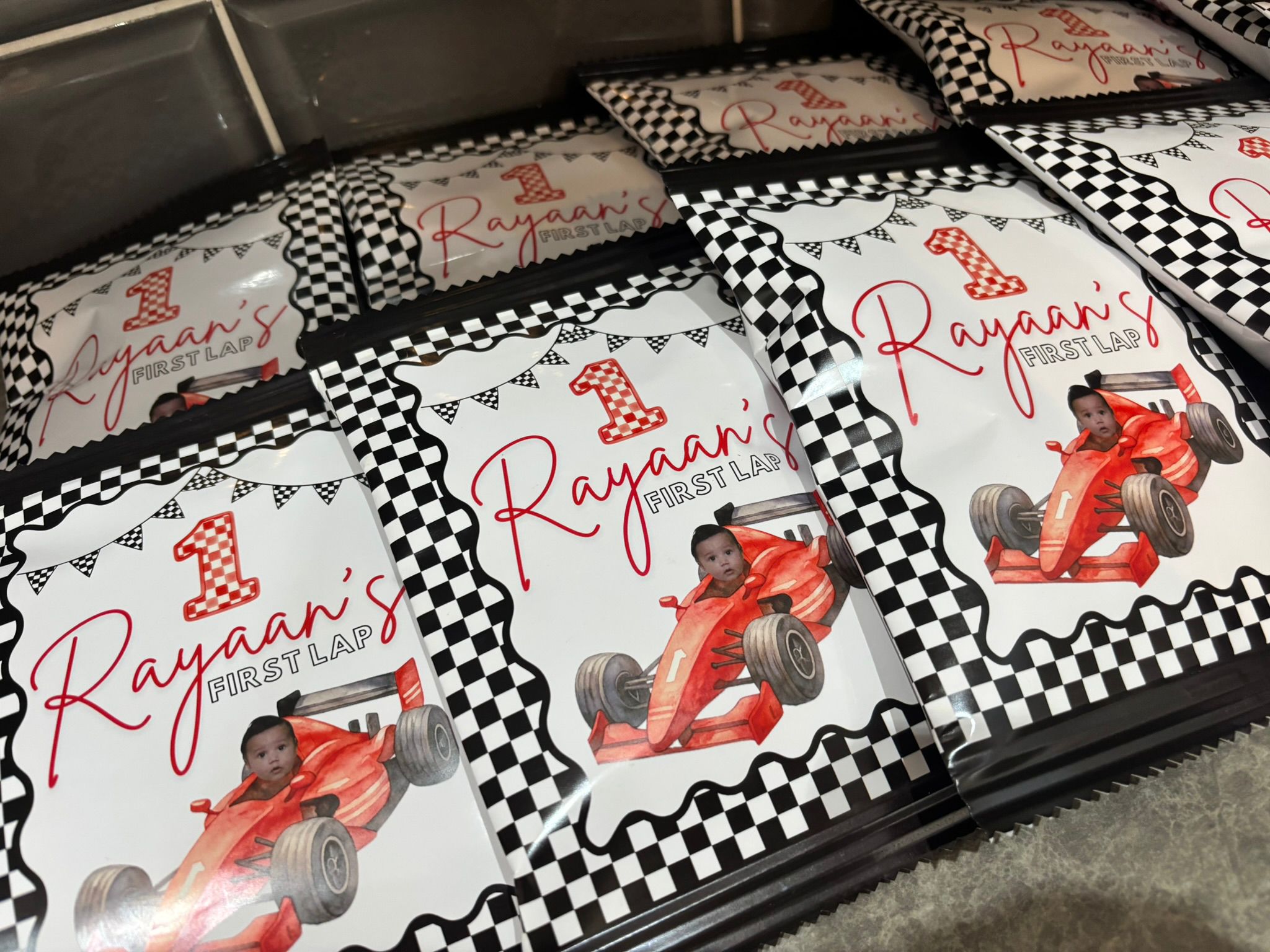 Personalised Race Car First Birthday Party Bundle | Racing Theme Birthday Decorations | Formula One Party Favours For 10 Guests