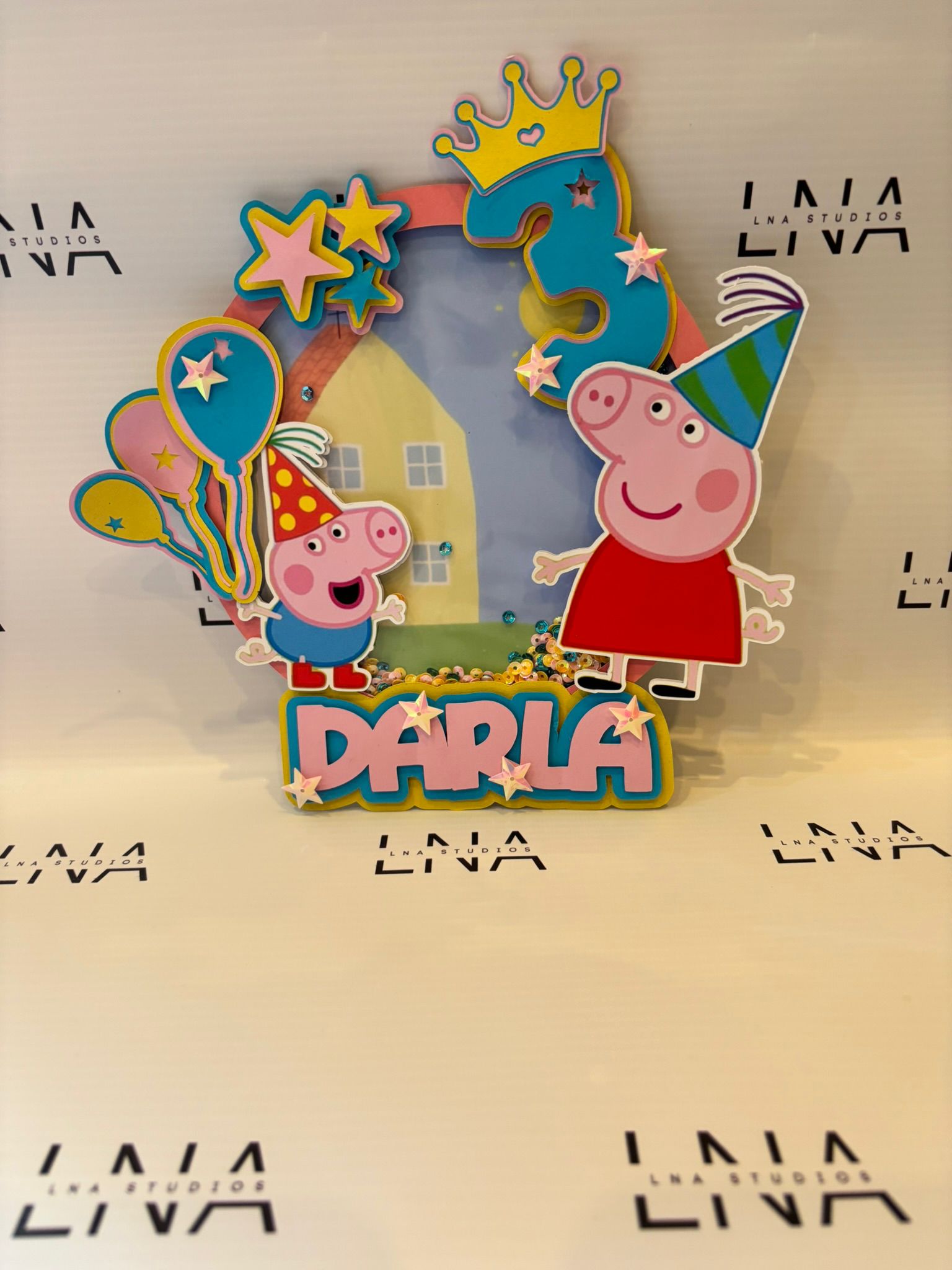 Personalised Peppa Pig Shaker Cake Topper | Any Name & Age | Birthday Cake Decoration | Custom Party Cake Topper