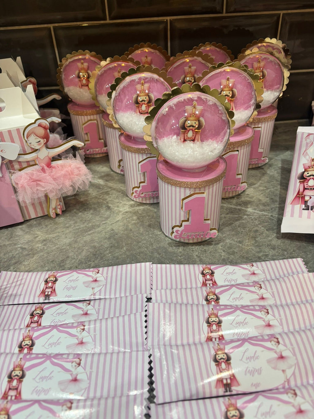 Personalised One-derful Party Bundle | First Birthday Party Favours | Pink Birthday Treat Box, Chocolate Wrapper & Party Bag Fillers