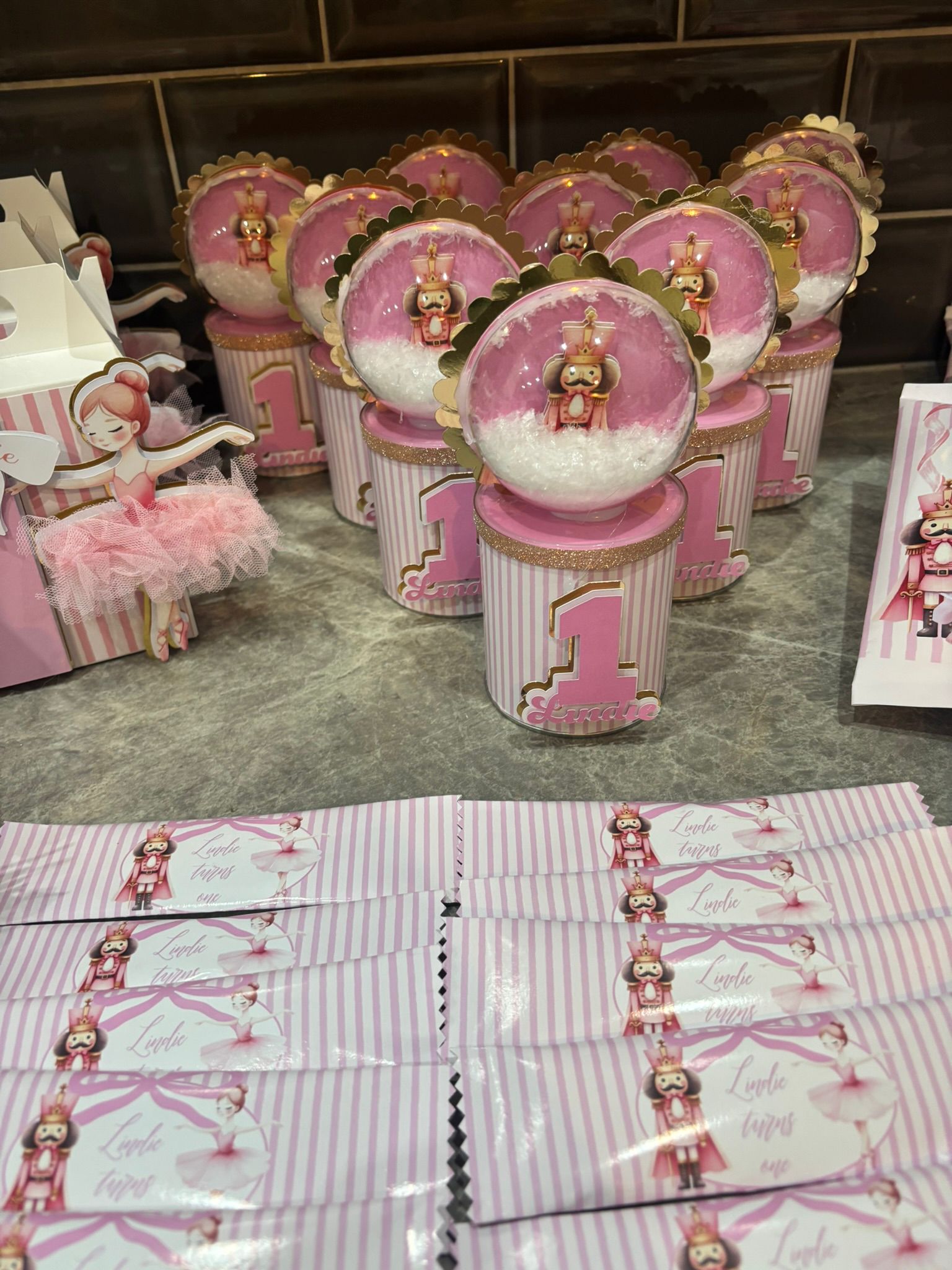 Personalised One-derful Party Bundle | First Birthday Party Favours | Pink Birthday Treat Box, Chocolate Wrapper & Party Bag Fillers