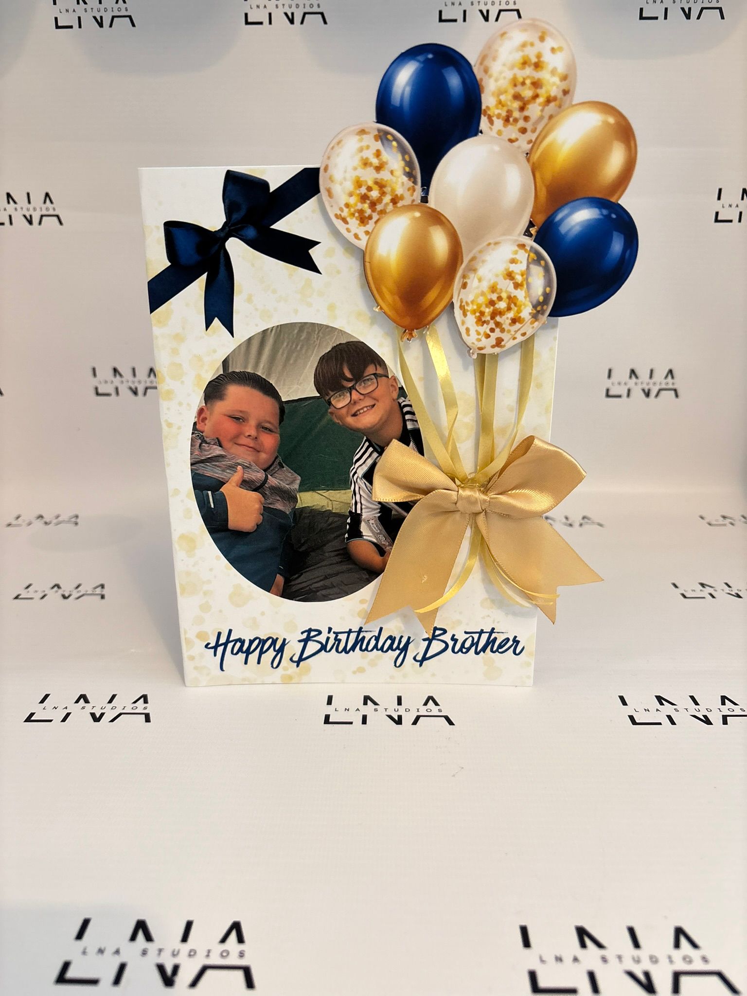 Personalised Brother Birthday Card with Photo – Luxury Balloon Bouquet Design