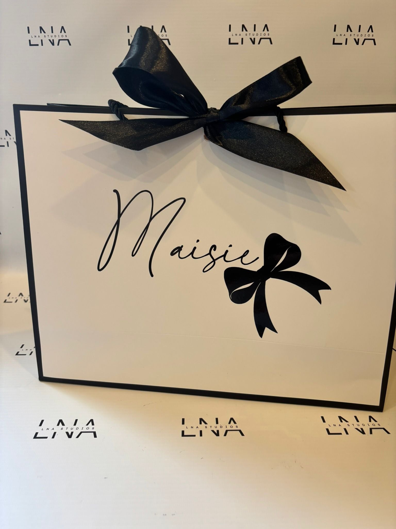 Personalised Name Gift Bag with Bow | Luxury Custom Gift Bag | Personalised Birthday Gift Bag | Girls Gift Bag | Bridesmaid Gift Bag | Keepsake Gift Bag