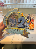 Personalised Bluey Photo Shaker Cake Topper | Custom Name & Age Birthday Decoration | Bluey Party Topper
