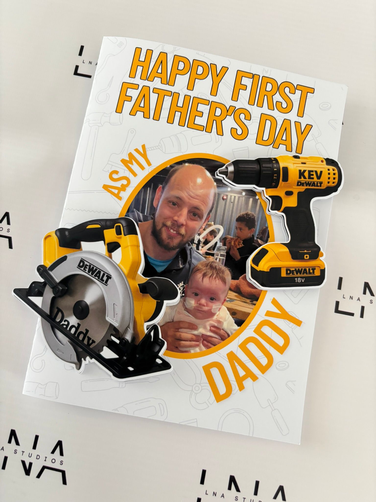 Personalised First Father’s Day Card with Photo – Daddy & Baby Father’s Day Card – Custom Tool-Themed Father’s Day Card