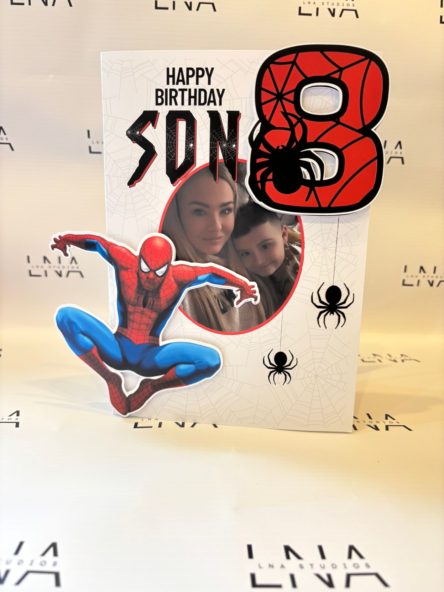 Personalised Spiderman Birthday Card – Custom Photo Birthday Card for Son – Spiderman Number Birthday Card – Superhero Birthday Card for Boys