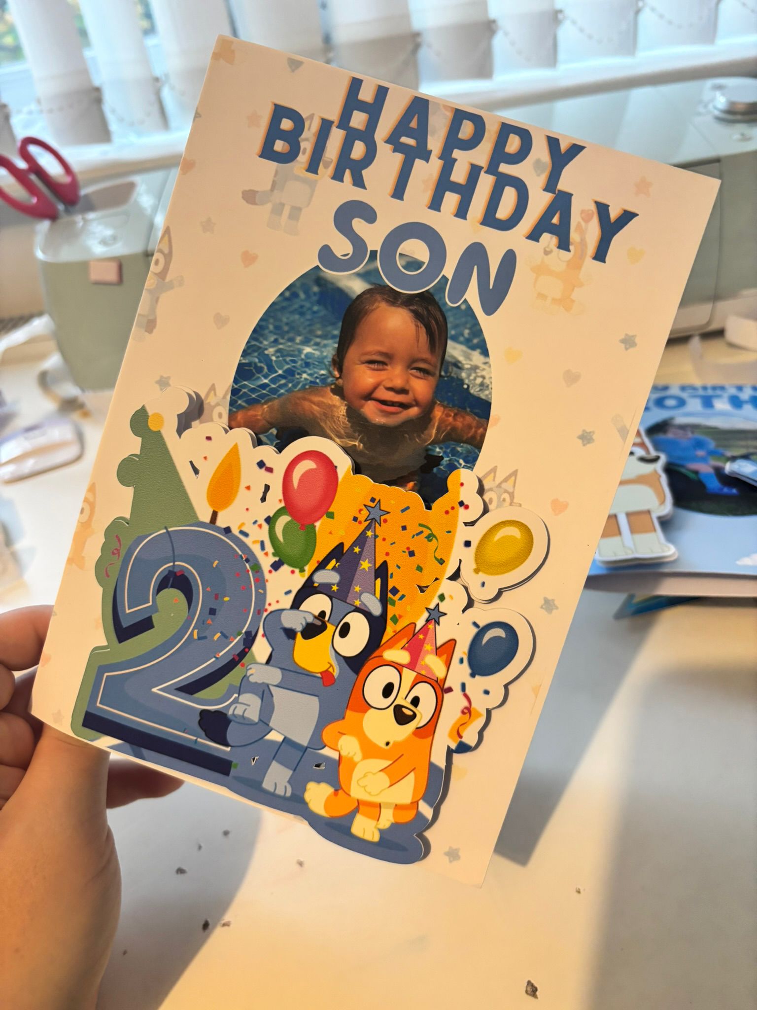 Personalised Bluey 2nd Birthday Card with Photo