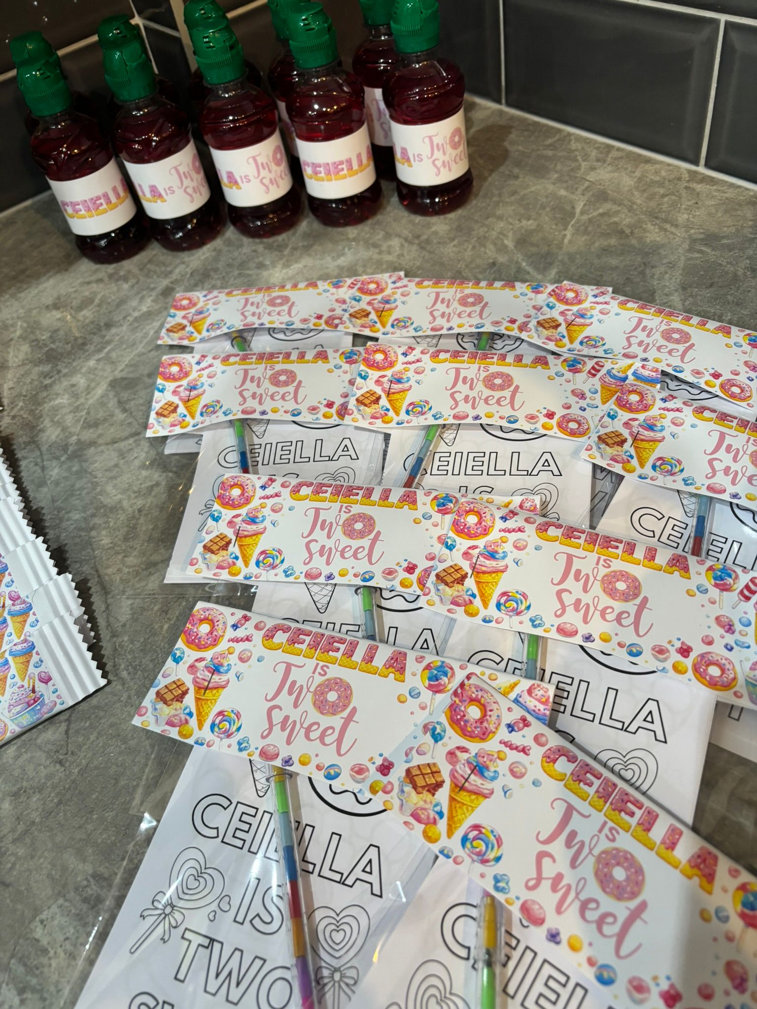 Personalised Sweet Shop Party Bundle | Two Sweet Birthday Party Favours | Treat Boxes, Crisp Packets, Drink Labels, Chocolate Wrappers & Colouring Packs