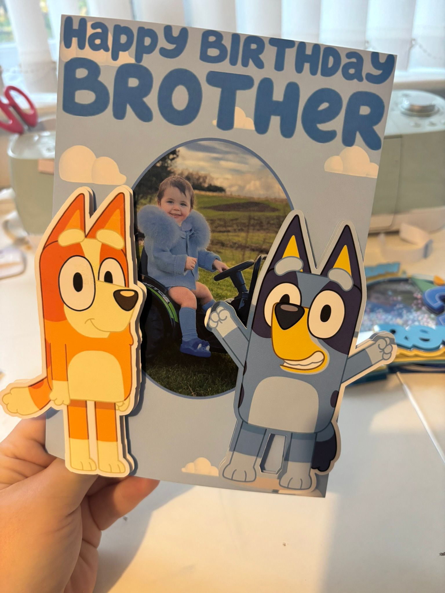 Personalised Bluey Inspired Birthday Card with Photo