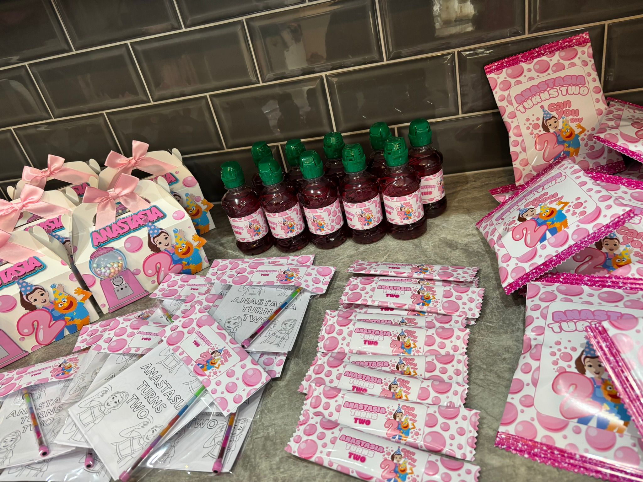 Personalised Miss Rachel Birthday Party Bundle | Miss Rachel Party Favours | Treat Boxes, Drink Labels, Chocolate Wrappers & Colouring Packs