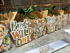 Personalised Wild One Party Bundle | Safari Jungle Birthday Favours | Wild One Treat Box, Chocolate Wrapper & Party Bag Bundle
