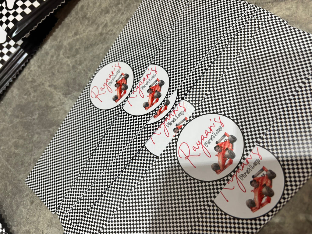 Personalised Race Car First Birthday Party Bundle | Racing Theme Birthday Decorations | Formula One Party Favours For 10 Guests