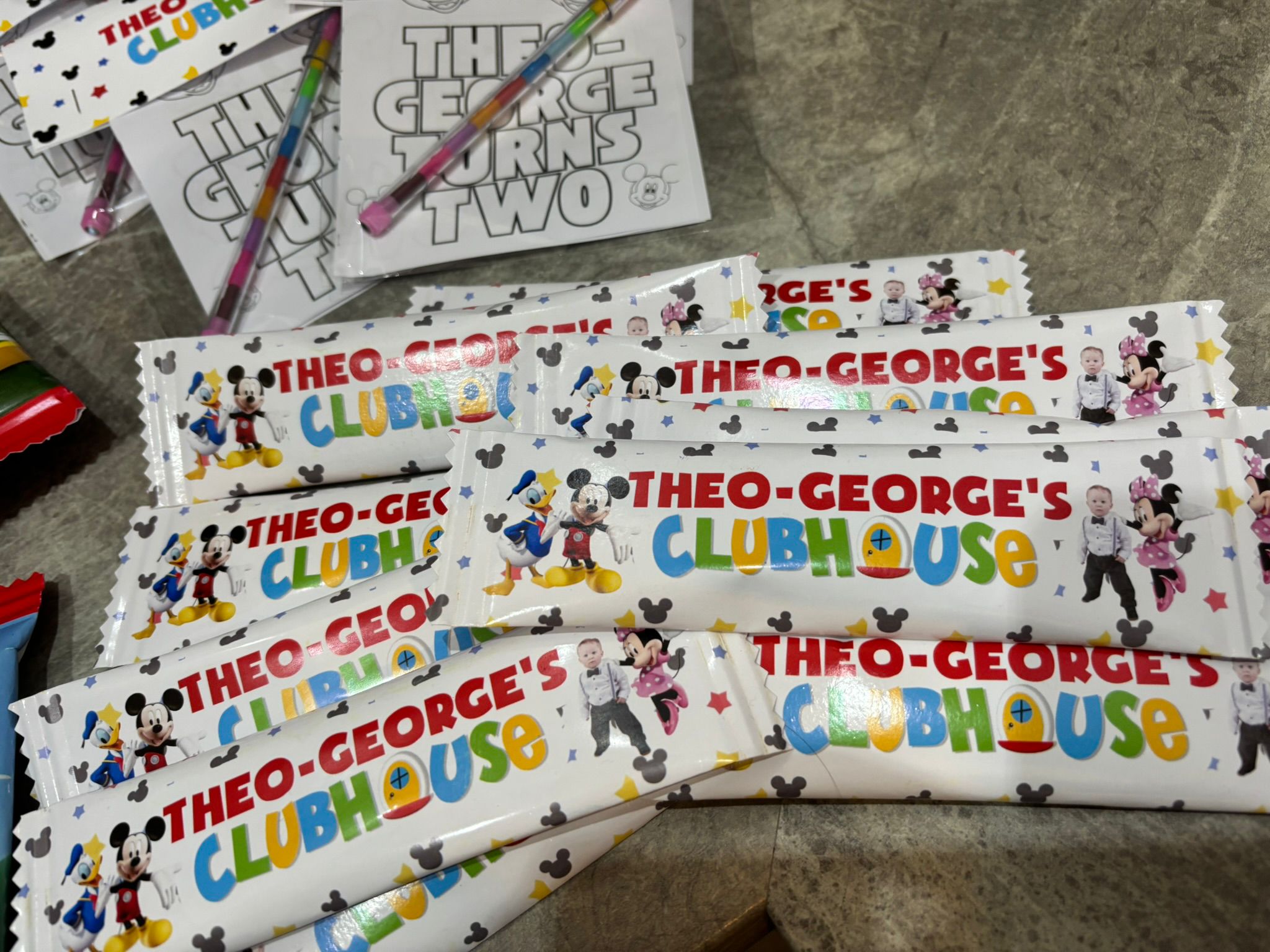 Personalised Mickey Mouse Clubhouse Party Bundle | Mickey Birthday Favours | 2nd Birthday Party Bags | Personalised Treat Boxes & Colouring Packs
