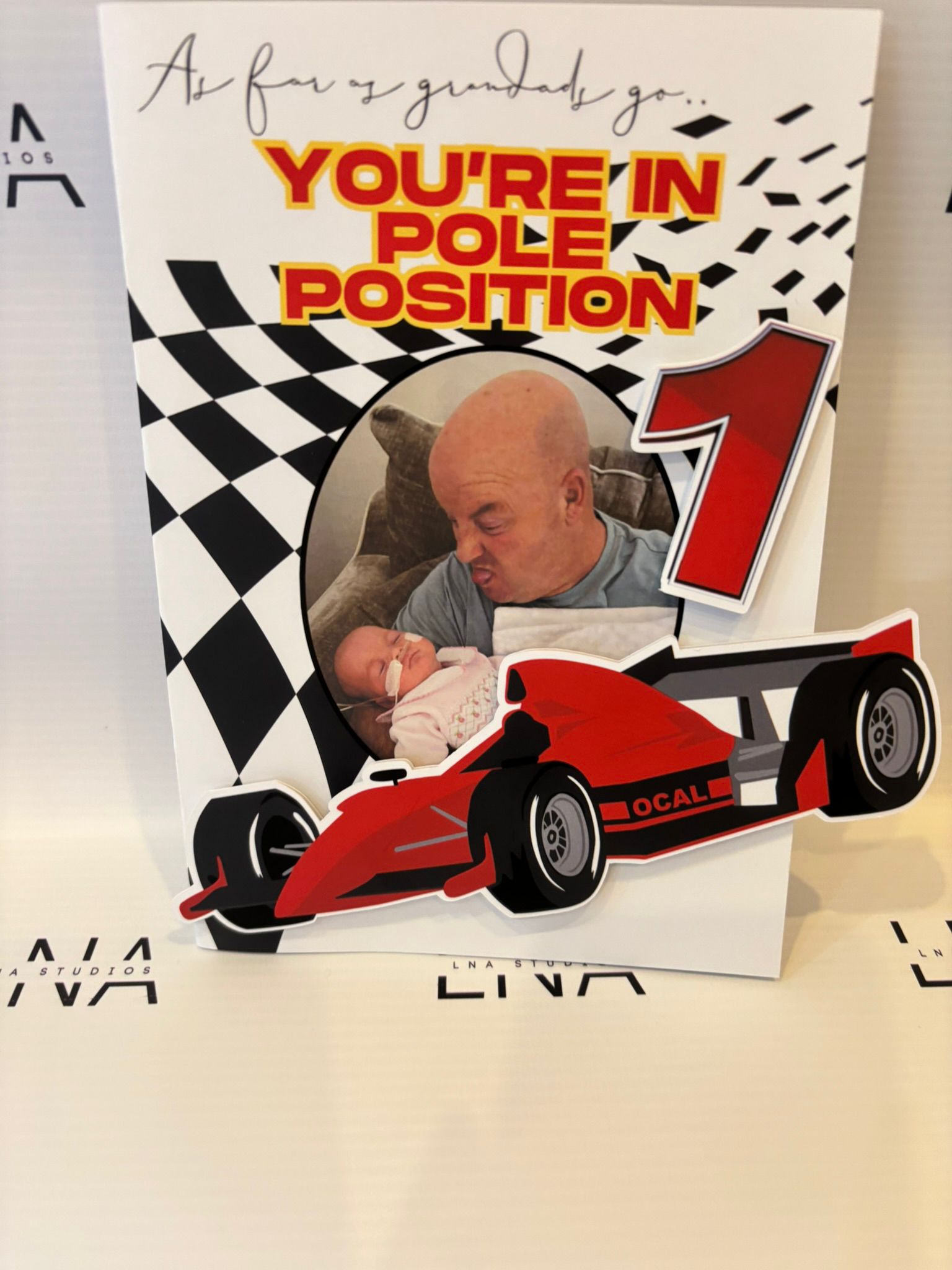 Personalised Formula Racing Birthday Card – Custom Photo Grandad Card – Motorsport Fan Gift – Racing Keepsake Birthday Card