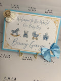 Personalised Welcome to the World Baby Boy Keepsake Card | New Baby Gift