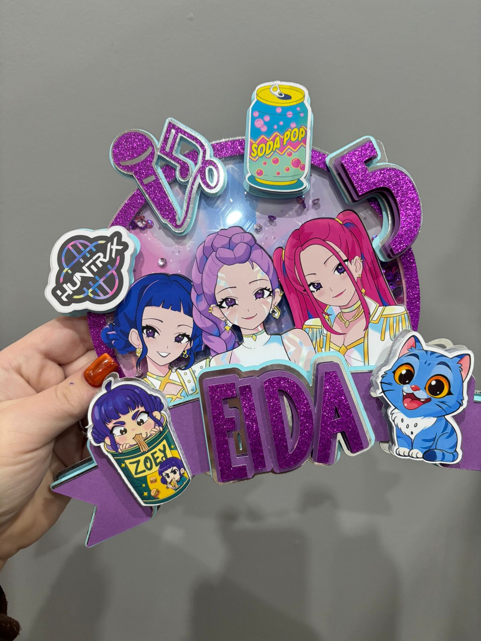 Personalised KPop Demon Hunters Cake Topper | KPop Birthday Cake Decoration | Custom Name & Age Shaker Cake Topper | Any Age