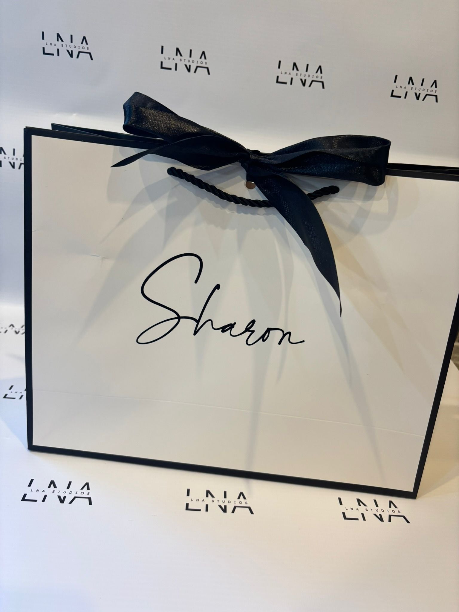 Personalised Name Gift Bag with Satin Bow | Luxury Custom Gift Bag | Bridesmaid Gift Bag | Birthday Gift Bag | Wedding Gift Bag | Personalised Keepsake Gift Bag