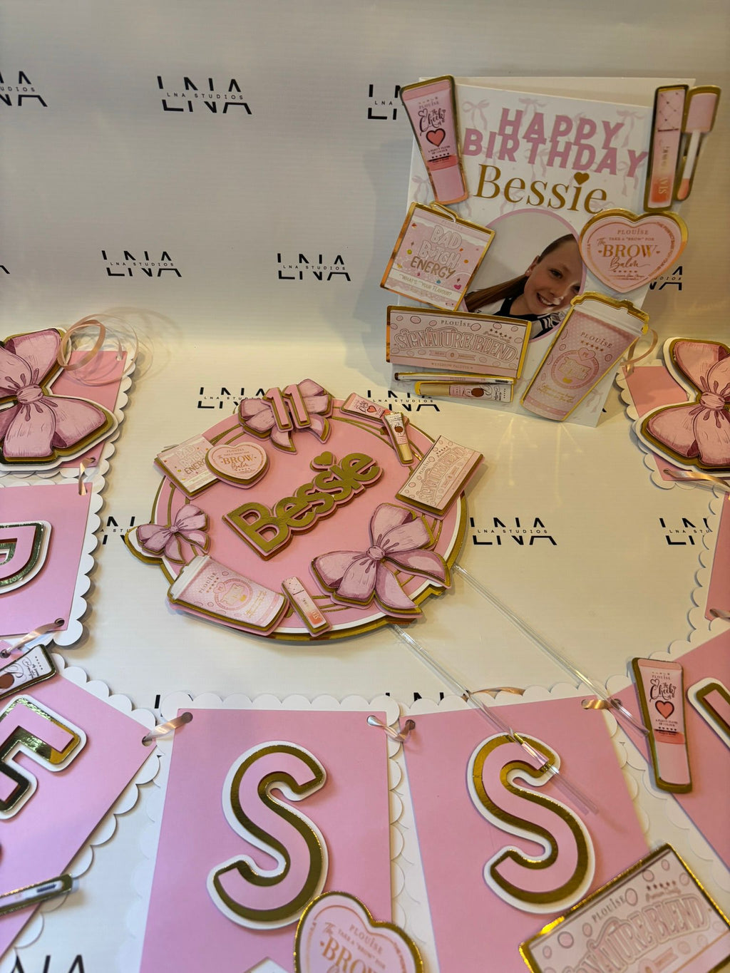 Personalised Beauty Theme Name Bunting | Makeup Birthday Banner | Pink Party Decorations | Custom Name Garland | Beauty Party Decor