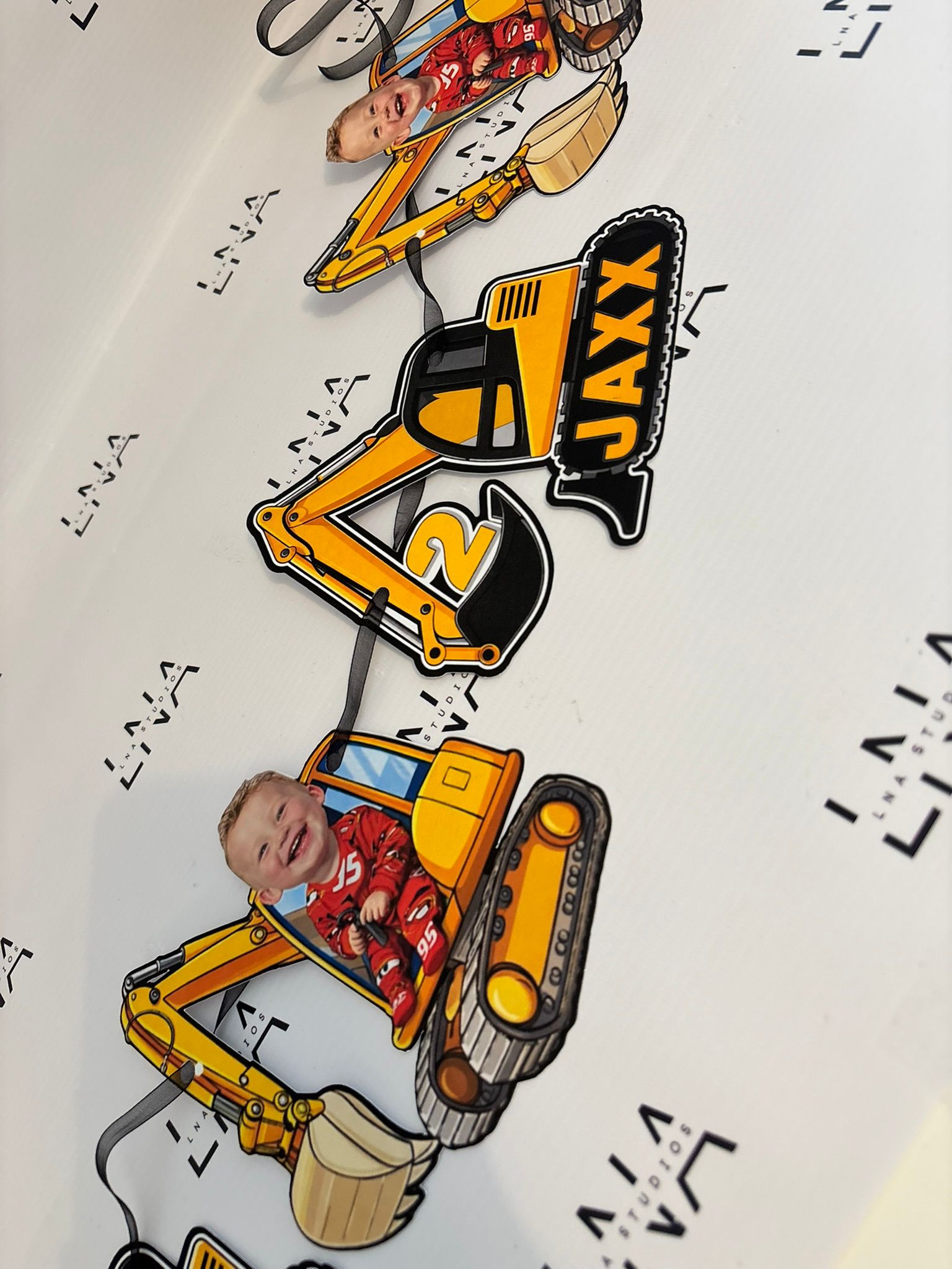 Personalised Construction Face Bunting | Custom Photo Party Banner | Digger Birthday Decorations | Face Garland | Any Theme Available