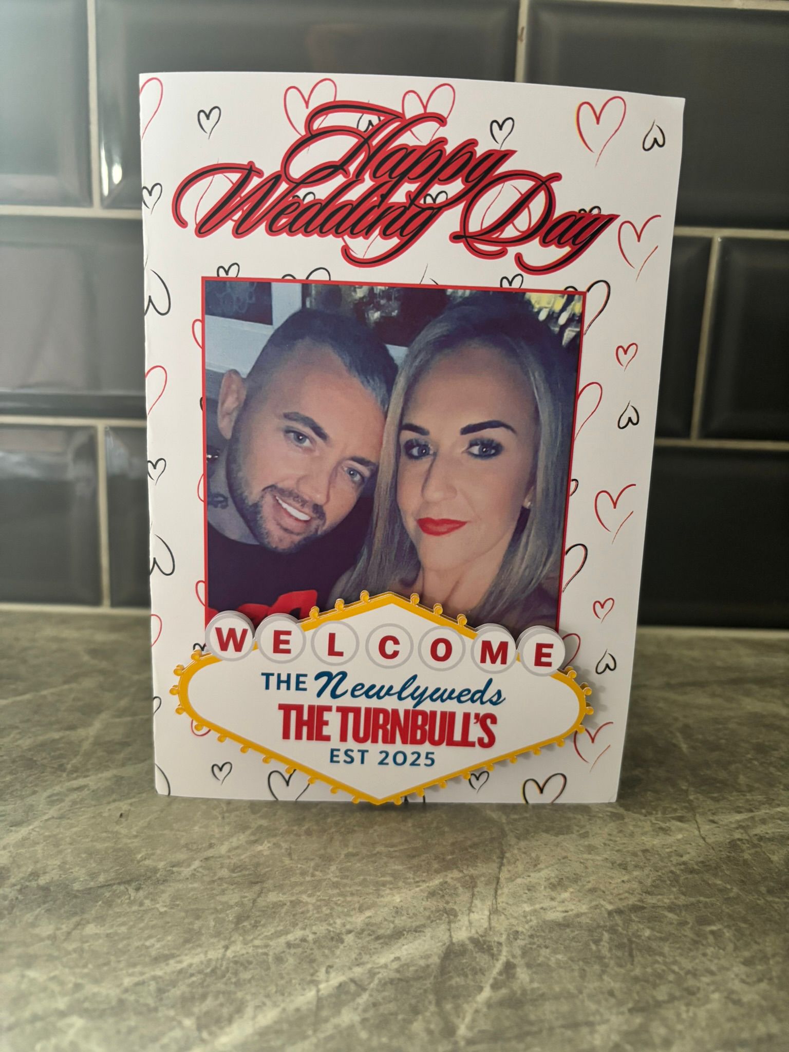Personalised Wedding Day Card with Photo & Newlywed Sign