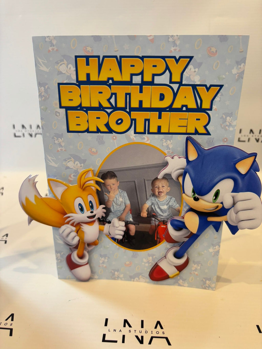 Personalised Sonic Birthday Card for Brother with Photo