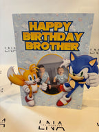 Personalised Sonic Birthday Card for Brother with Photo