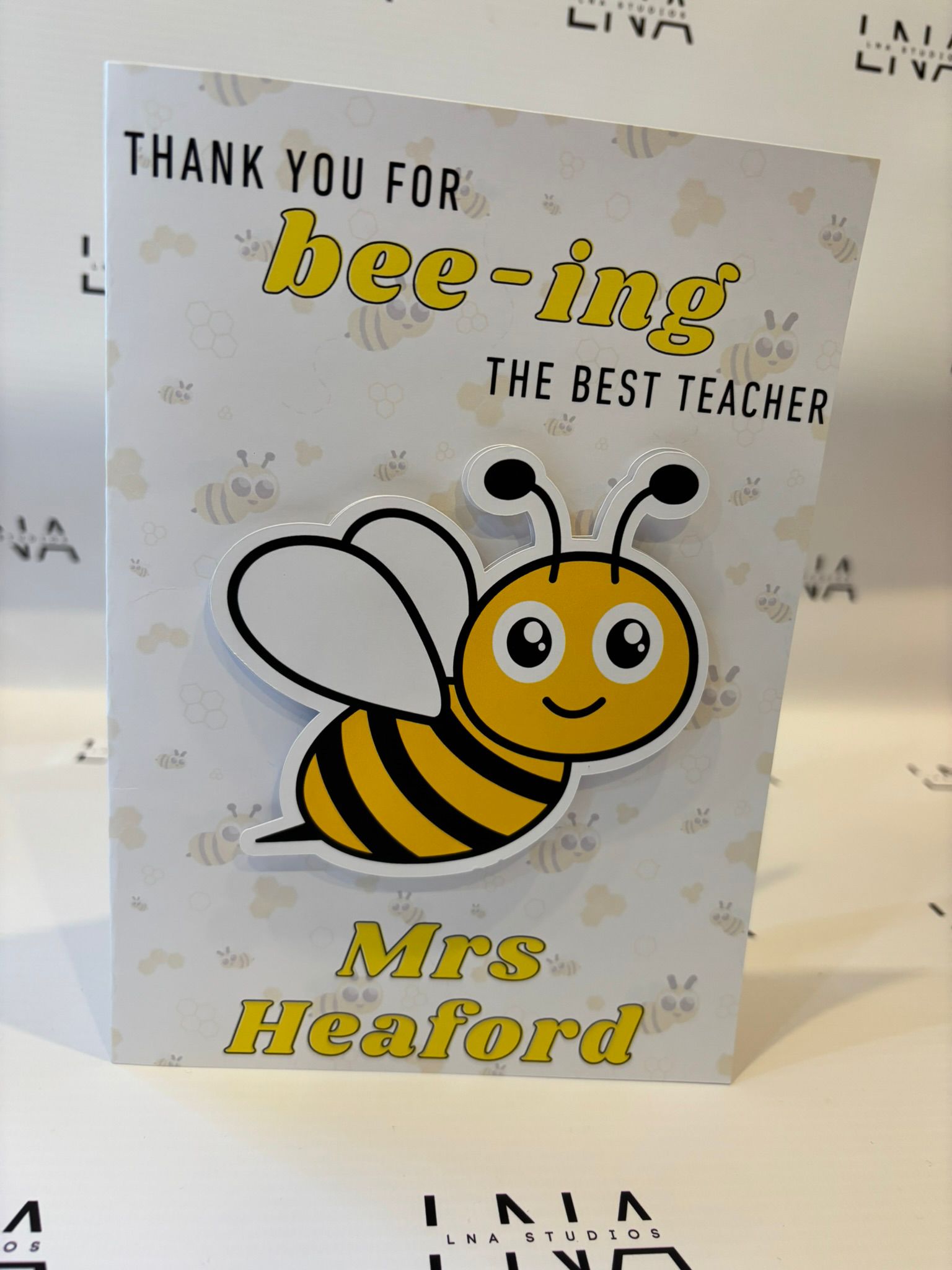 Personalised Bee Teacher Thank You Card – Bee-ing The Best Teacher Card – Custom Teacher Appreciation Gift – End of School Year Keepsake