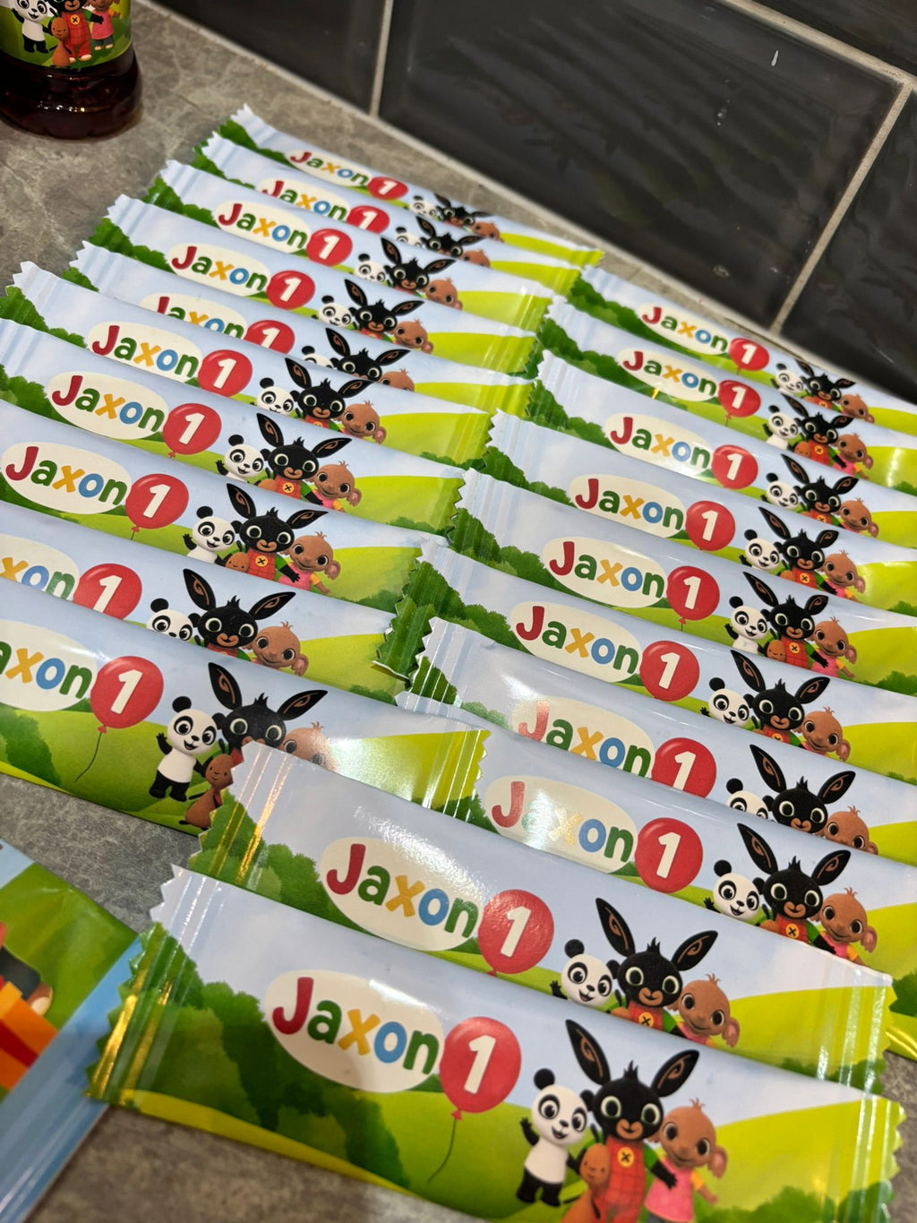 Personalised Bing Bunny Party Bundle | Bing Birthday Party Favours | Includes Party Box, Crisps, Chocolate, Drink Label & Colouring Pack