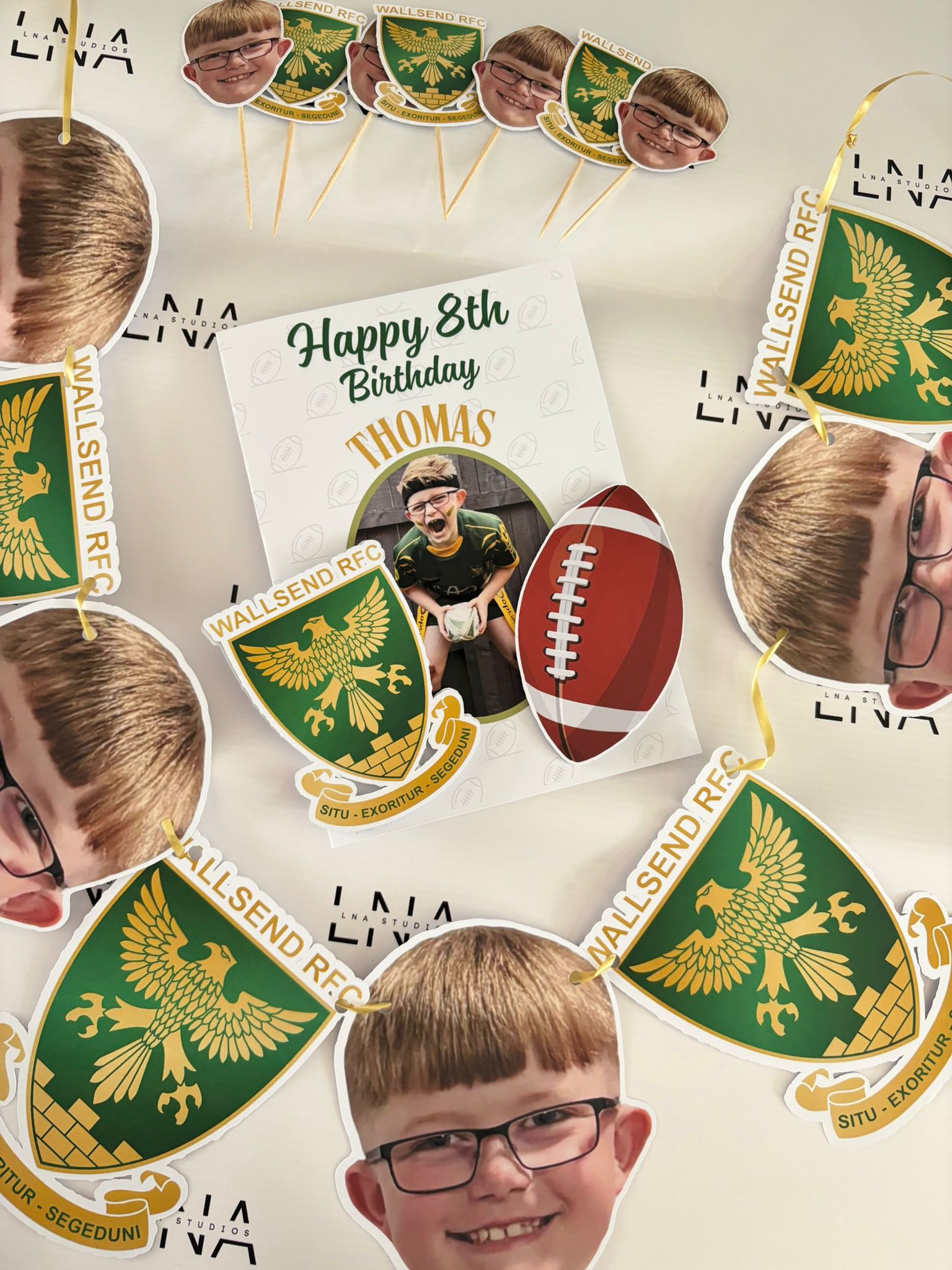 Personalised Sports Face Bunting | Rugby Photo Banner | Football Face Garland | Custom Party Decorations | Any Team or Theme