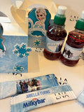 Personalised Frozen Party Bundle | Frozen Birthday Party Favours | Elsa Treat Box, Crisp Packet, Chocolate Wrapper & Drink Label Set
