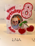 Personalised Cherry 8th Birthday Card with Photo