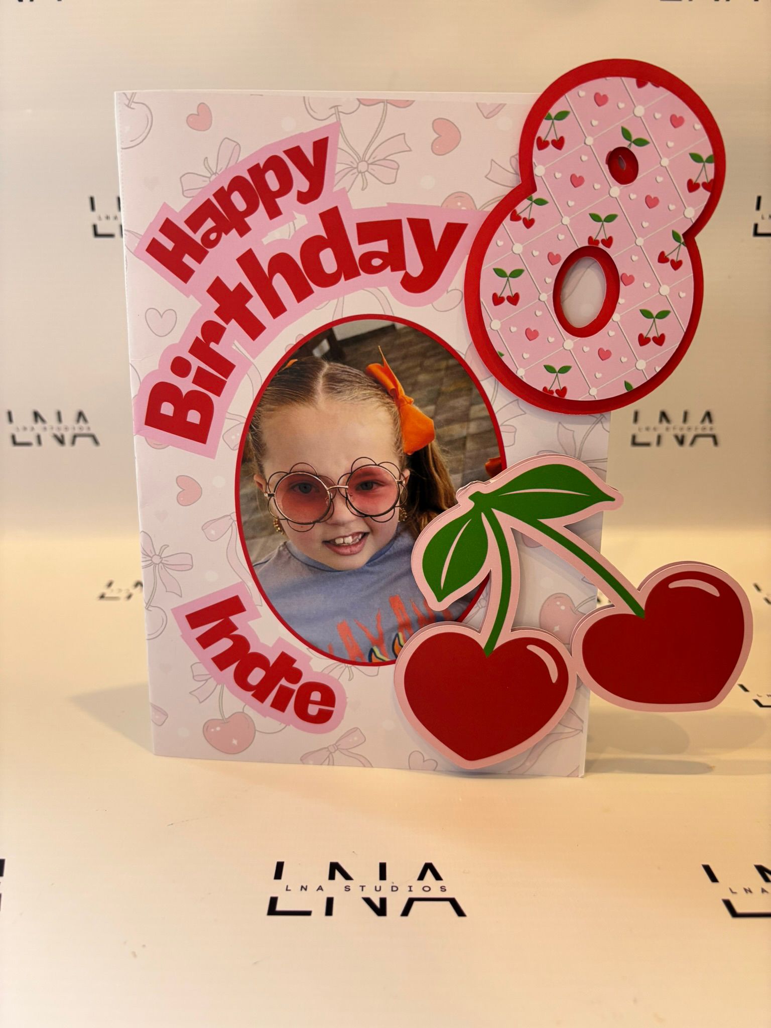 Personalised Cherry 8th Birthday Card with Photo