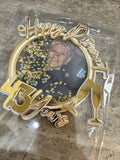 Personalised Retirement Photo Shaker Cake Topper | Custom Photo & Years of Service Decoration | Gold Retirement Party Topper