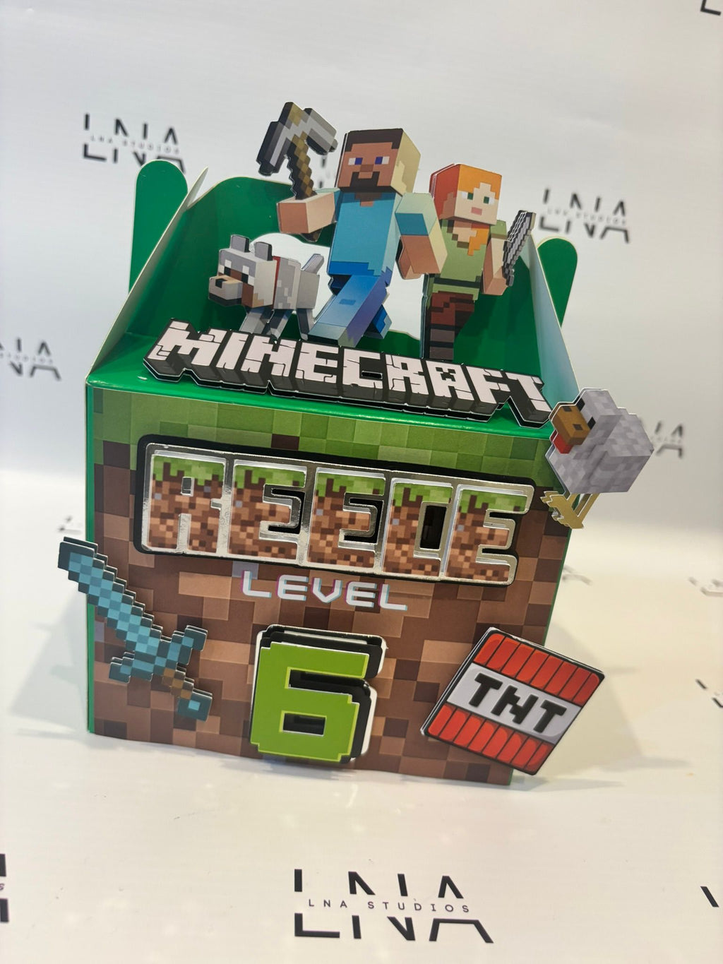 Personalised Minecraft Party Box | Minecraft Birthday Favour Box | Custom Gamer Party Treat Box | Minecraft Party Decorations | Personalised Birthday Box