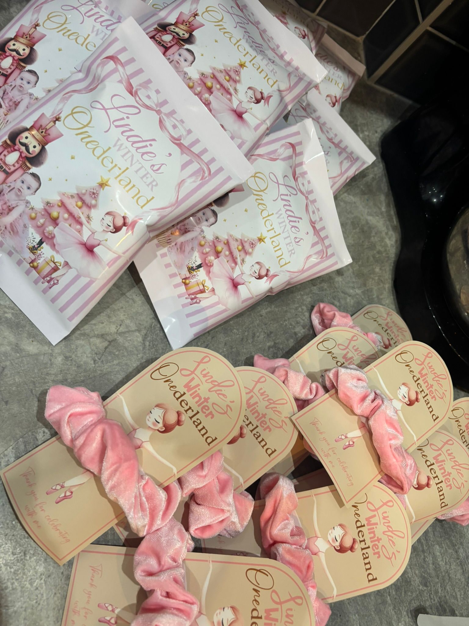 Personalised One-derful Party Bundle | First Birthday Party Favours | Pink Birthday Treat Box, Chocolate Wrapper & Party Bag Fillers