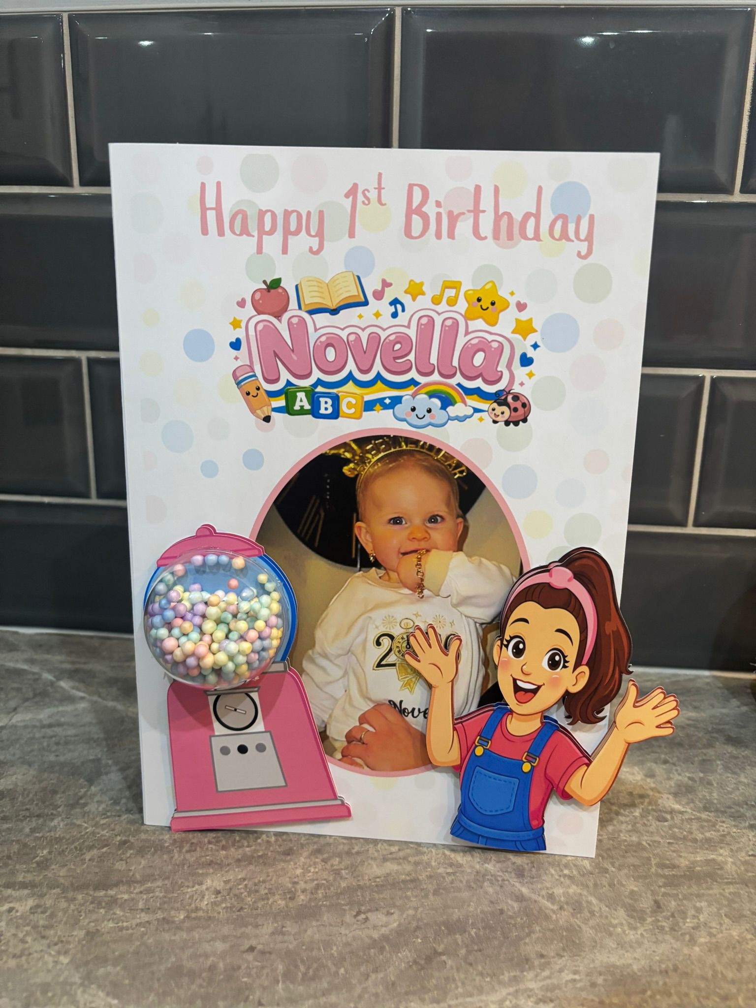 Personalised 1st Birthday Card for Daughter, Granddaughter or Niece – Custom Photo First Birthday Card