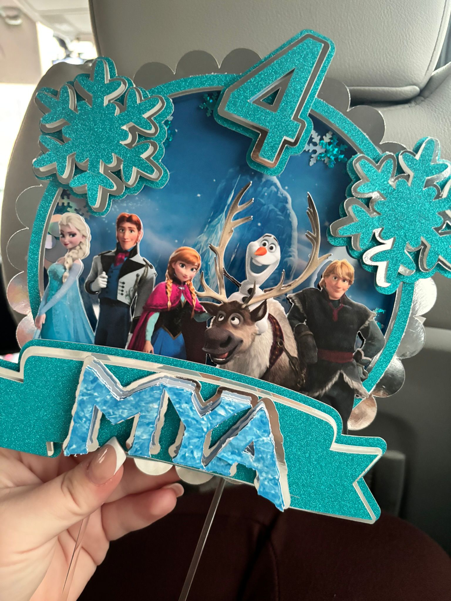 Personalised Frozen Cake Topper | Custom Name & Age Birthday Decoration | Elsa Princess Party Topper