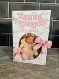 Personalised Daughter Birthday Card with Photo – Pink Bow Birthday Card for Daughter – Custom Photo Greeting Card