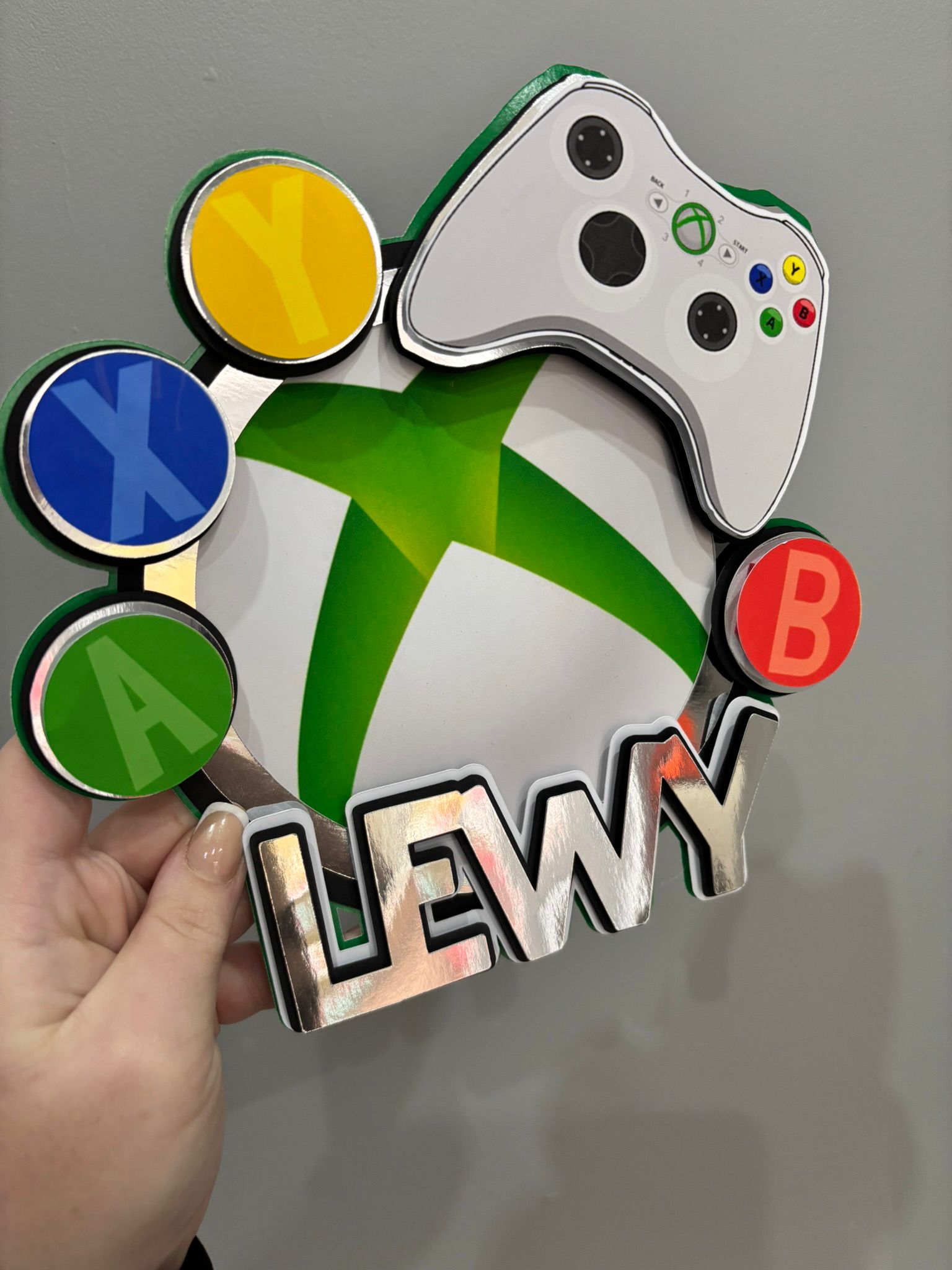 Personalised Xbox Gamer Cake Topper | Custom Name Birthday Decoration | Video Game Party Topper