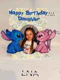 Personalised Stitch & Angel Birthday Card for Daughter – Photo Birthday Card