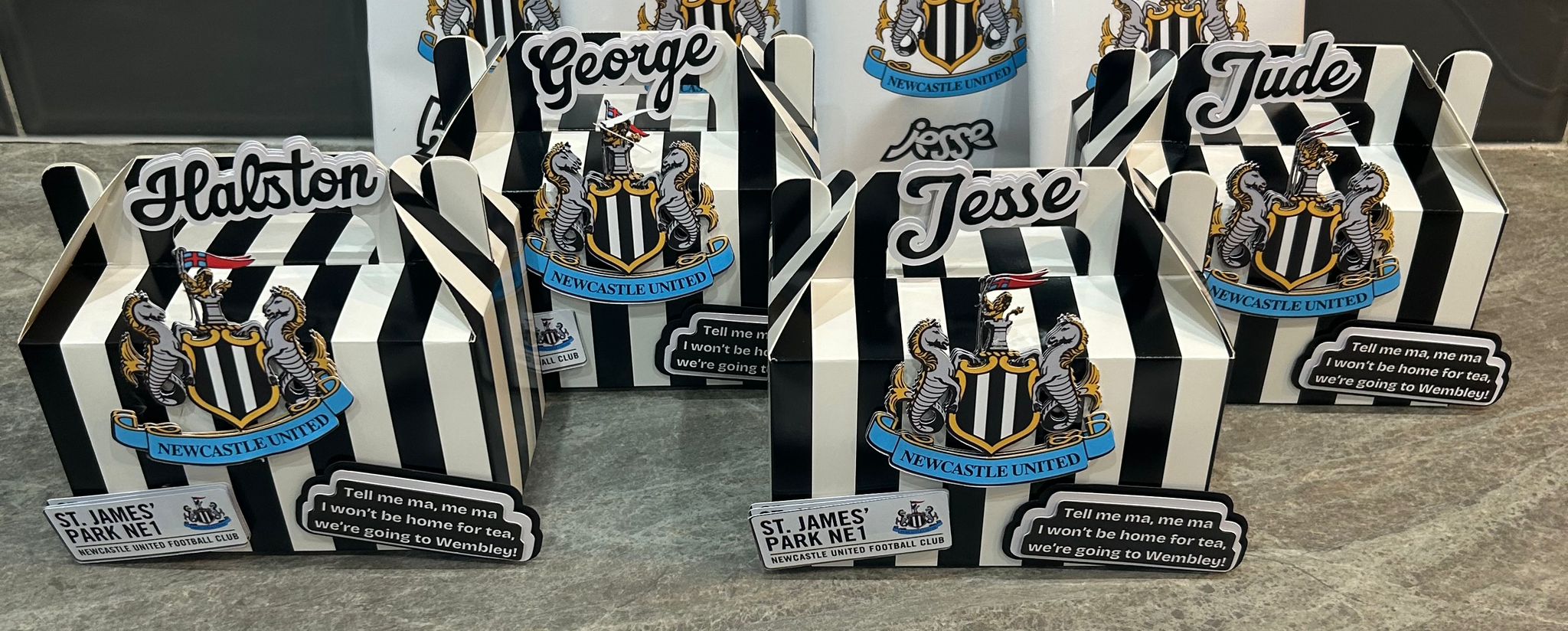 Personalised Newcastle United Inspired Childrens Party Boxes | Football Birthday Party Favours | Custom Treat Boxes | Newcastle Football Party Decorations