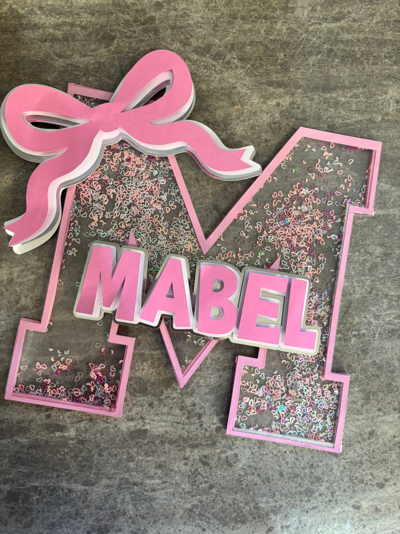 Personalised Number Birthday Cake Topper | Custom Name Shaker Cake Topper | Any Age Birthday Decoration | Pink Bow Cake Topper | Girl Birthday Party