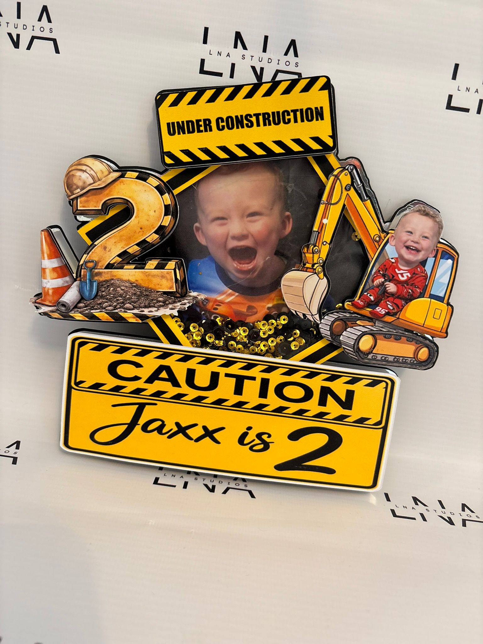 Personalised Construction Cake Topper | Under Construction Birthday Cake Topper | Digger Cake Topper | Custom Photo Birthday Decoration | Any Age Topper