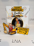 Personalised Construction Birthday Card for Brother – Digger & Photo Design
