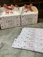 Personalised One-derful Party Bundle | First Birthday Party Favours | Pink Birthday Treat Box, Chocolate Wrapper & Party Bag Fillers