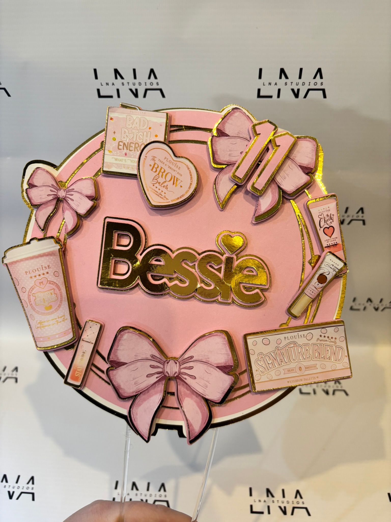 Personalised Beauty Theme Cake Topper | Makeup Birthday Cake Topper | Custom Name & Age Beauty Party Decoration | Pink Glam Birthday Topper
