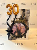 Personalised 30th Birthday Card with Photo – Black & Gold Marble Design