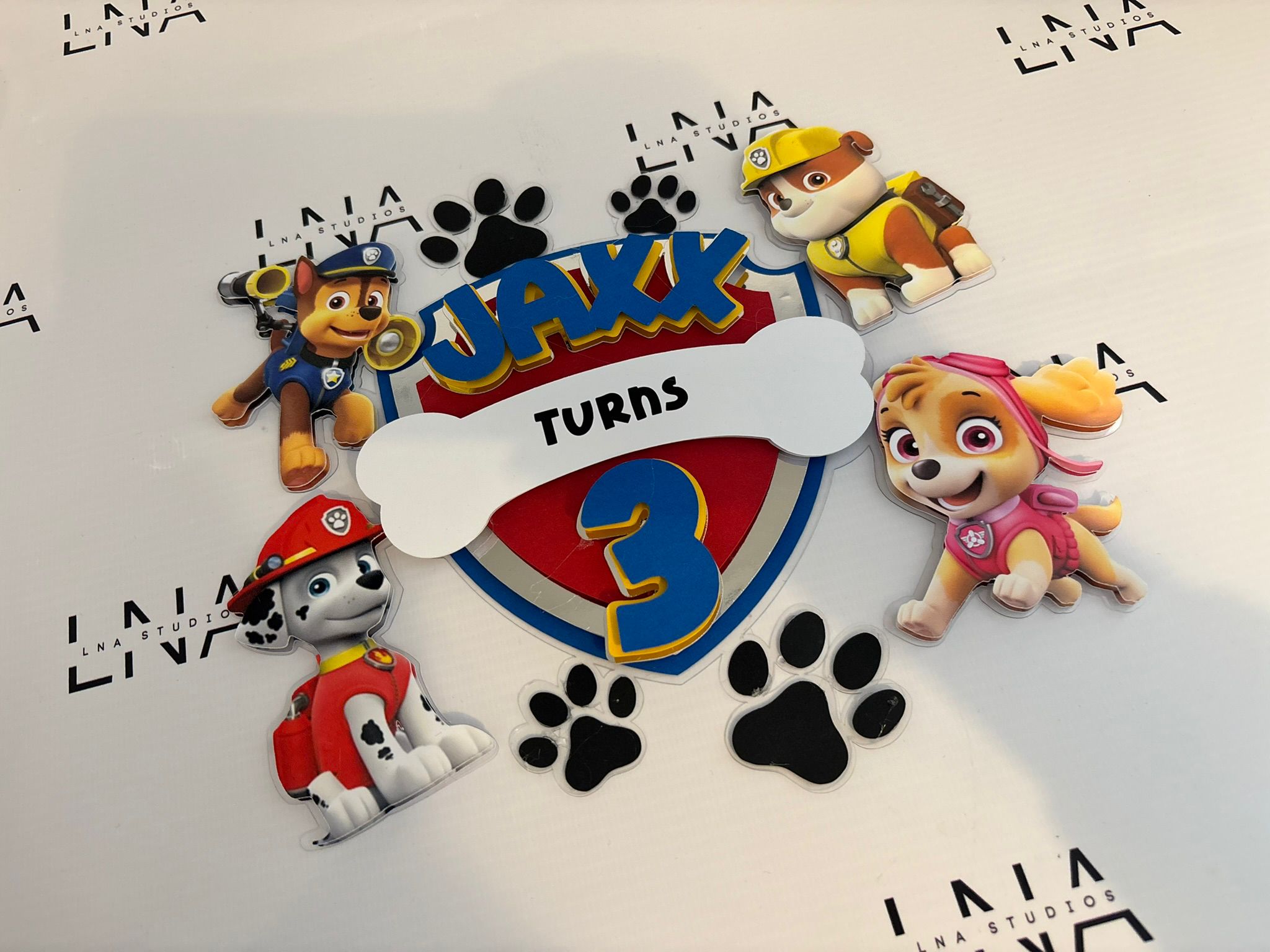 Personalised Paw Patrol Cake Topper | Custom Name Birthday Cake Topper | Any Age Paw Patrol Decoration | Boys Birthday Cake Topper | Handmade Party Decor